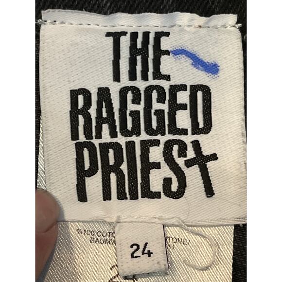 The Ragged Priest Lucky Cat Jeans Black Denim Size 24 Embroidered - Picture 7 of 10